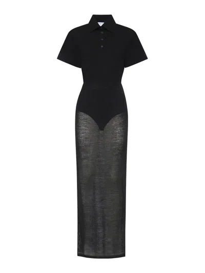 Alaïa Wool Blend Polo Dress In Black