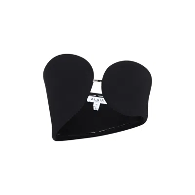Alaïa Wool Blend Strapless Top With Rounded Cups In Black