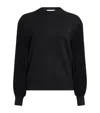 Alaïa Slit Fringe Sleeve Wool Crewneck Sweater In Black
