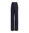 Alaïa Fluid Wool-silk Straight-leg Pants In Navy