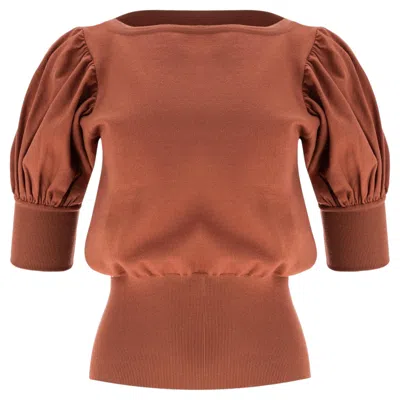 Pre-owned Alaïa Alaia Wool Boat-neck Top In Brown
