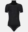 Alaïa Wool Short-sleeve Bodysuit In Black