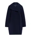 Alaïa Wool Caban Coat In Blue