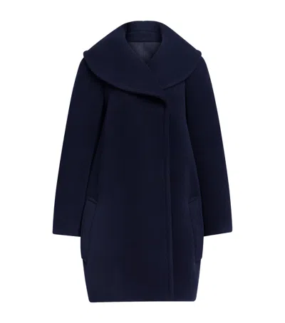 Alaïa Wool Caban Coat In Blue