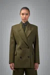 Alaïa Wool Cinched Jacket In Brown