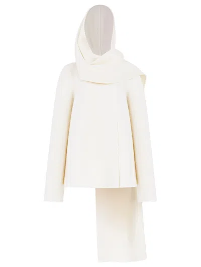 Alaïa Alaia Wool Coat With Scarf In Neutral