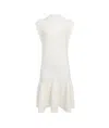 Alaïa Wool Covered Sleeve Dress In White