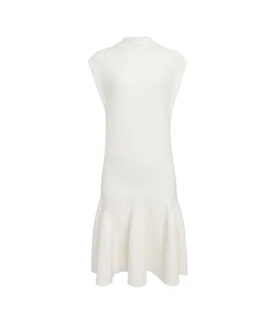 Alaïa Wool Covered Sleeve Dress In White