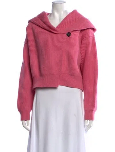 Pre-owned Alaïa Wool Cowl Neck Sweater In Pink