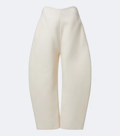 Alaïa Wool Crêpe Barrel-leg Pants In White