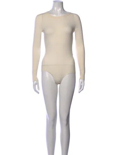 Pre-owned Alaïa Wool Crew Neck Bodysuit In Neutrals