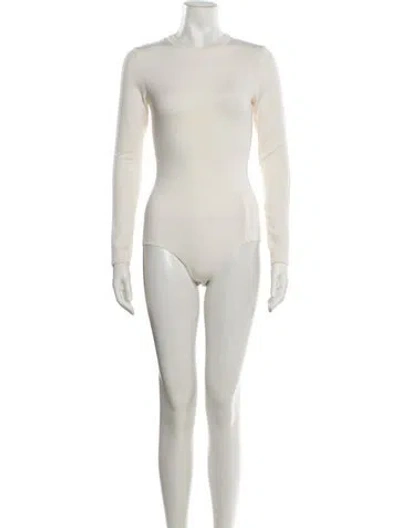 Pre-owned Alaïa Wool Crew Neck Bodysuit In White