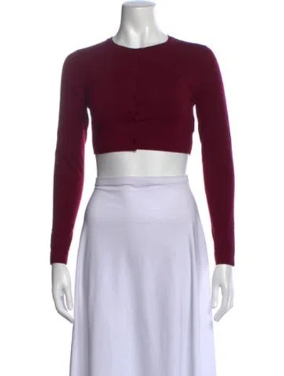 Pre-owned Alaïa Wool Crew Neck Sweater In Burgundy