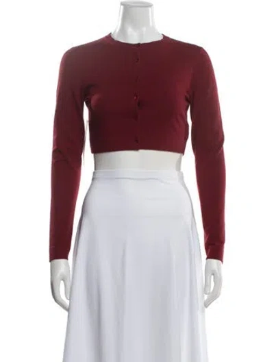 Pre-owned Alaïa Wool Crew Neck Sweater In Burgundy