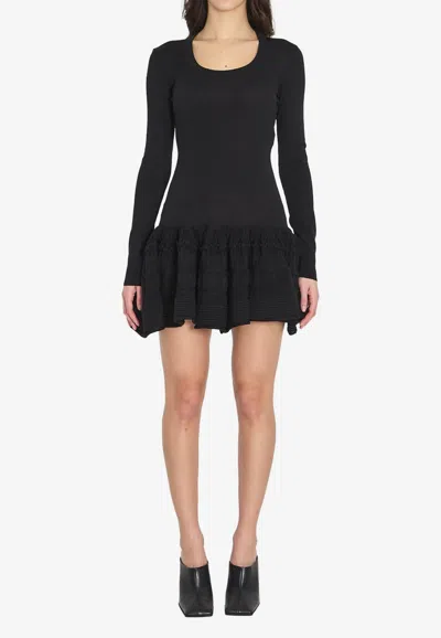 Alaïa Wool Crinoline Mini Dress In Black