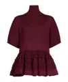 Alaïa Wool Crinoline Top In Burgundy