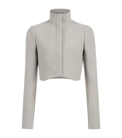 Alaïa Wool Curved-hem Cropped Jacket In Gray