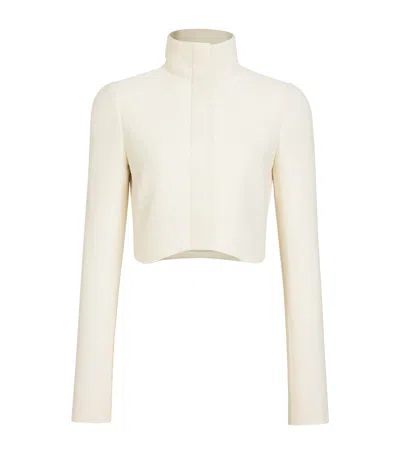 Alaïa Wool Curved-hem Cropped Jacket In Neutral