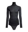 Alaïa Draped Knitted Bodysuit In Black