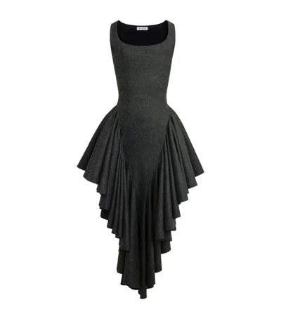 Alaïa Wool Felt Triangle Mini Dress In Black
