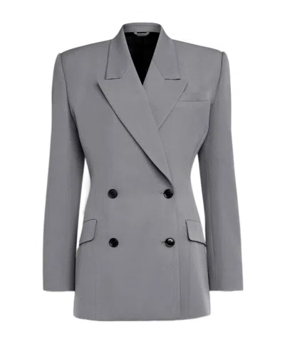 Alaïa Wool Gabardine Tailored Jacket In Gray