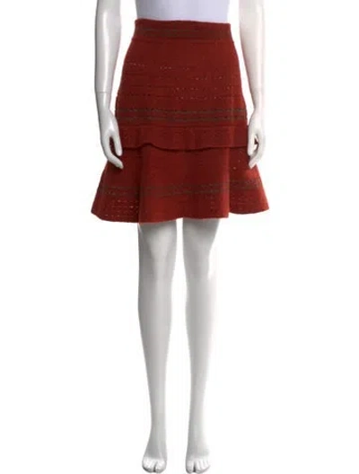 Pre-owned Alaïa Wool Knee-length Skirt In Orange