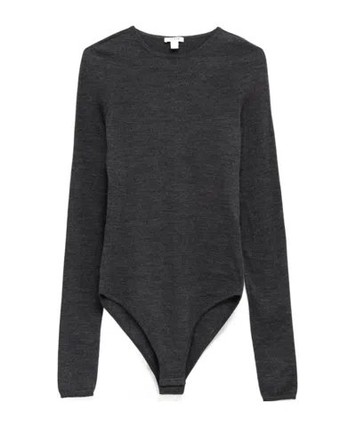 Alaïa Wool Knit Bodysuit In Gray