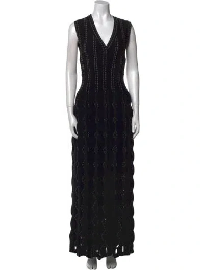 Pre-owned Alaïa Wool Long Dress In Black