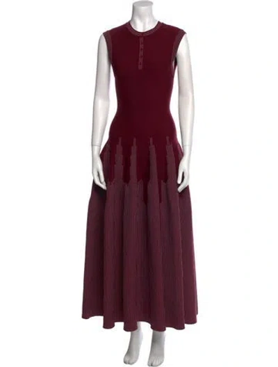 Pre-owned Alaïa Wool Long Dress In Burgundy