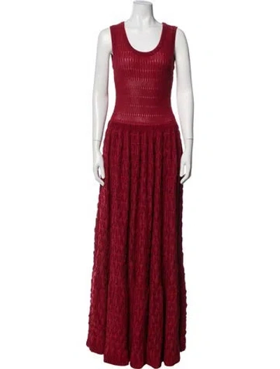 Pre-owned Alaïa Wool Long Dress In Red