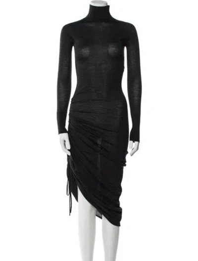 Pre-owned Alaïa Wool Long Dress W/ Tags In Black