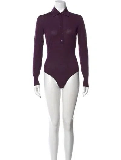 Pre-owned Alaïa Wool Long Sleeve Bodysuit In Purple