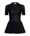 Alaïa Womens Noir Alaia Short-sleeve Peplum Wool Top In Black