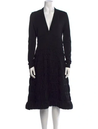 Pre-owned Alaïa Wool Midi Length Dress In Black