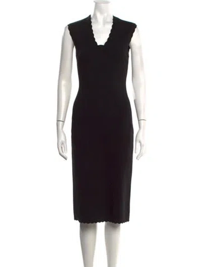Pre-owned Alaïa Wool Midi Length Dress W/ Tags In Black