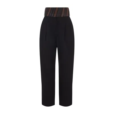 Alaïa Wool Mini Belt Pants For Women In Black