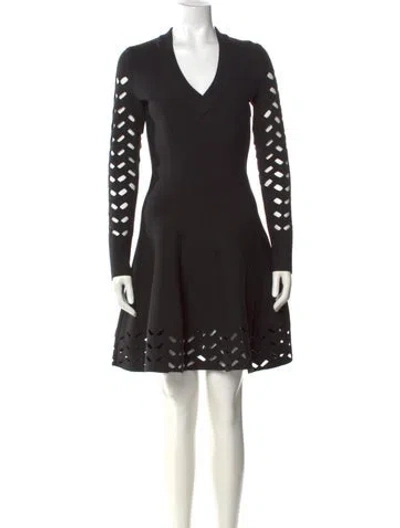 Pre-owned Alaïa Wool Mini Dress In Black