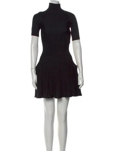 Pre-owned Alaïa Wool Mini Dress In Black