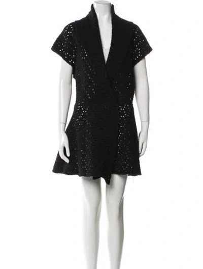 Pre-owned Alaïa Wool Mini Dress In Black