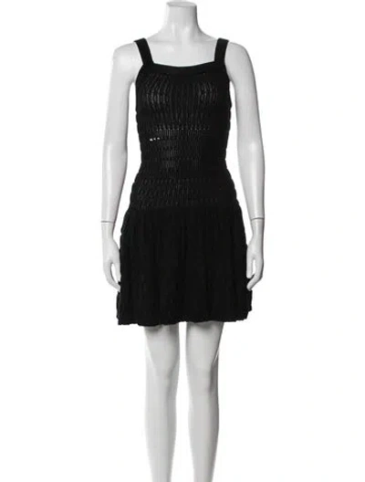 Pre-owned Alaïa Wool Mini Dress In Black