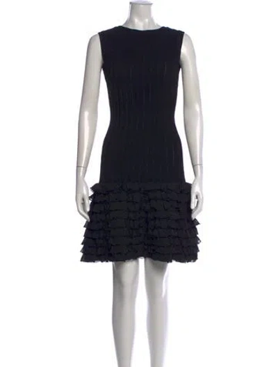 Pre-owned Alaïa Wool Mini Dress In Black