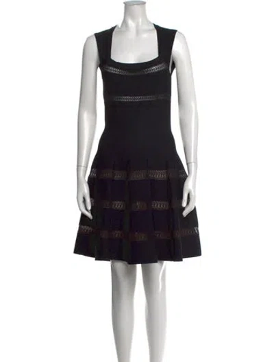 Pre-owned Alaïa Wool Mini Dress In Black