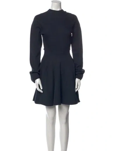 Pre-owned Alaïa Wool Mini Dress In Blue