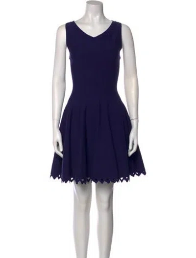 Pre-owned Alaïa Wool Mini Dress In Blue