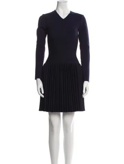 Pre-owned Alaïa Wool Mini Dress In Blue