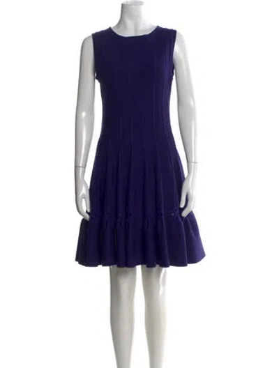 Pre-owned Alaïa Wool Mini Dress In Blue