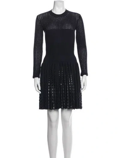 Pre-owned Alaïa Wool Mini Dress In Blue