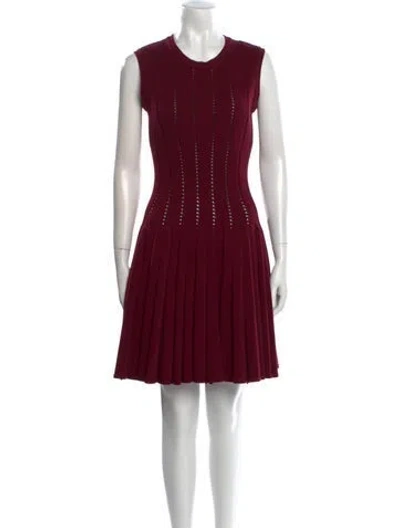 Pre-owned Alaïa Wool Mini Dress In Burgundy