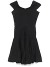 Alaïa V-neck Midweight Knit Wool Mini Dress Clothing In Grey