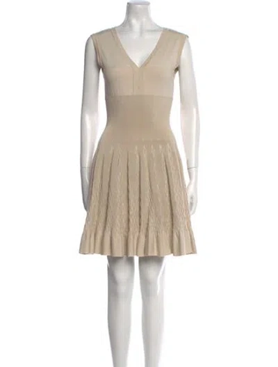 Pre-owned Alaïa Wool Mini Dress In Neutral